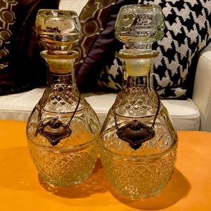 Vintage Crystal Decanter with Silver Name Plates